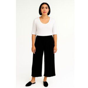 Ribbed Knit Sz S Pull On Pants Cropped Comfy Stretch Waist POCKETS Casual Travel